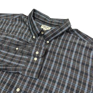 St John's Bay Iron Free Button Down‎ Shirt Men's 3XLT Tall Gray Blue Plaid